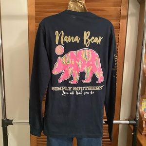 Simply Southern Nana Bear Navy Long SleeveTee